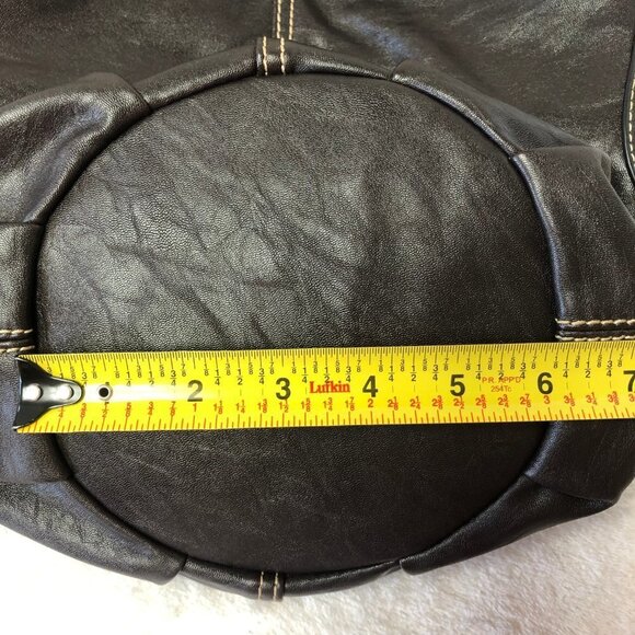 LOUENHIDE Dark Chocolate Brown Vegan Leather Bucket Bag Purse - Picture 13 of 13